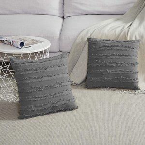 2pcs Handmade 17" Grey Cotton Pillow Covers